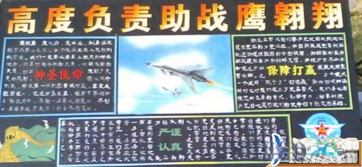 空军黑板报图片：高度负责助战鹰翱翔