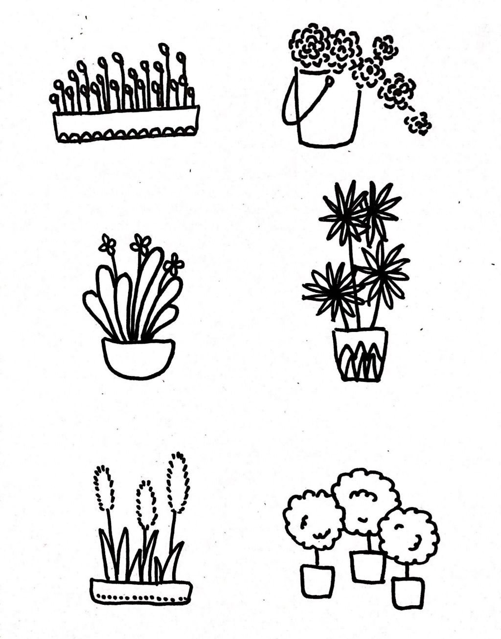 盆栽植物花盆简笔画，手抄报、手账都可以用！ ?