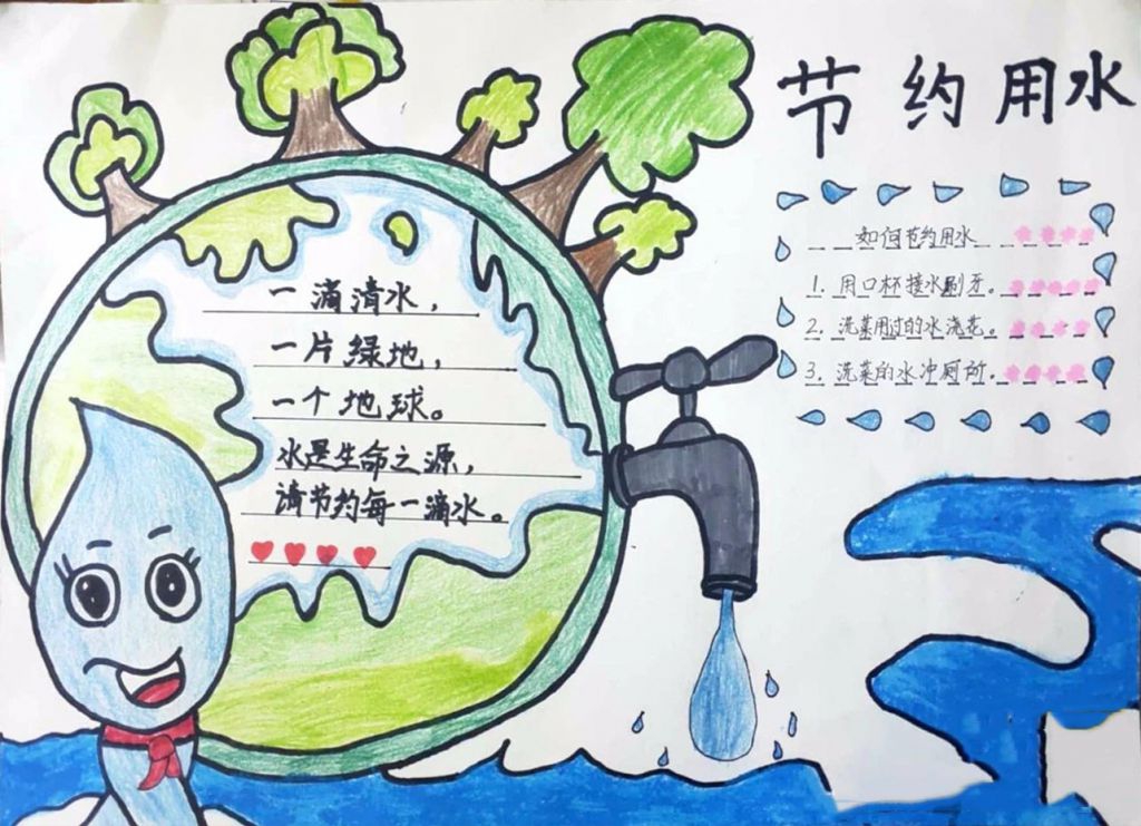 2022中国水周手抄报，坚持节水优先建设幸福河湖