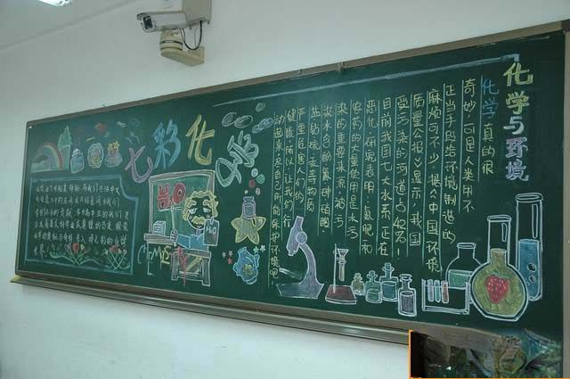 中学生化学学科黑板报范例图片：七彩化学