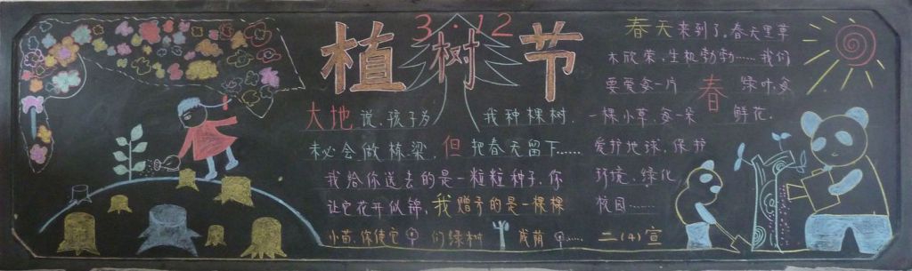 二年级植树节黑板报图片