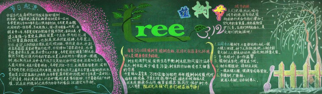 312中国植树节黑板报图片