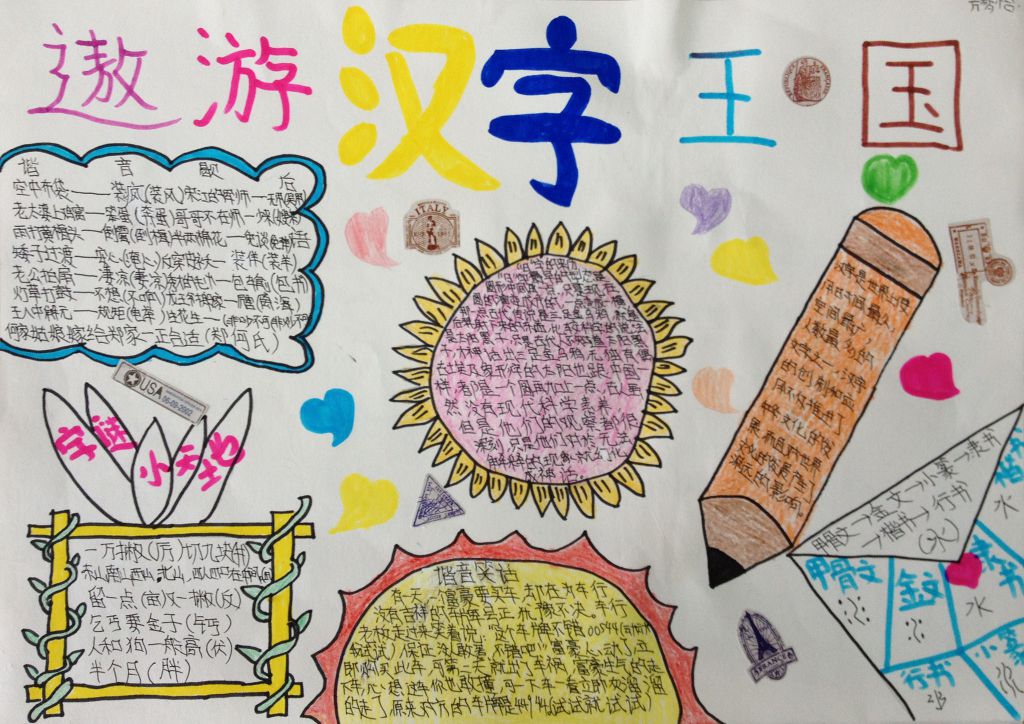 有趣的汉字王国手抄报设计图