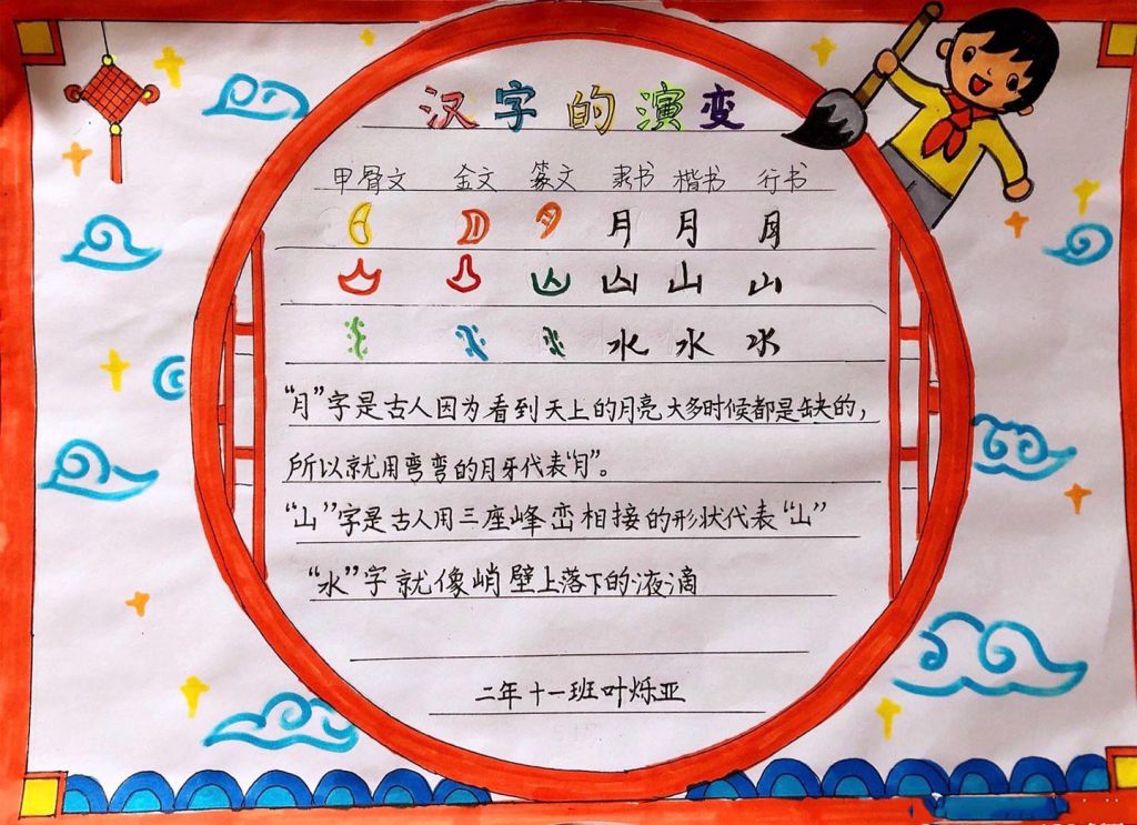 二年级学做汉字的演变手抄报