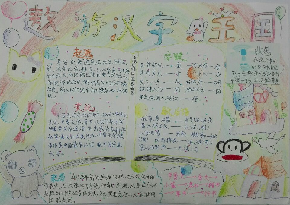 五年级遨游汉字王国手抄报版面设计图