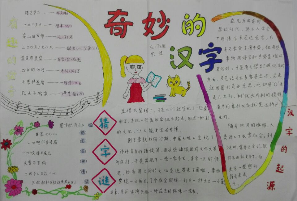 五年级遨游汉字王国手抄报版面设计图