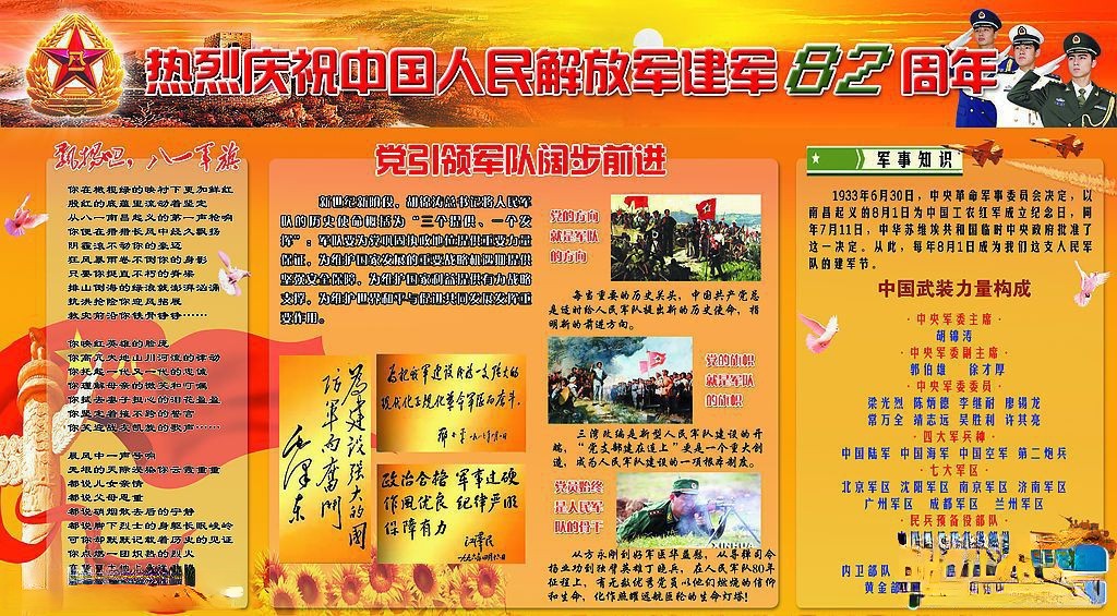 2022年庆祝中国人民解放军建军83周年板报