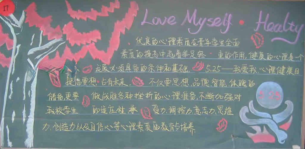 5.25心理健康节黑板报-love mysey·healty