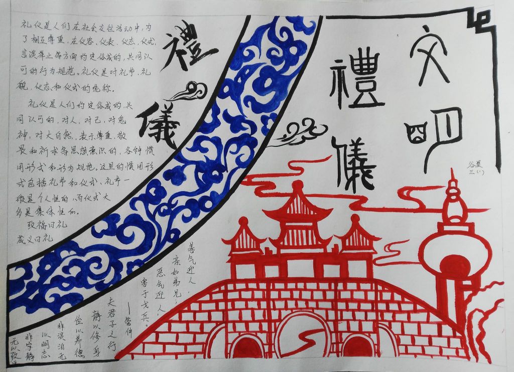 扬州文明有礼手抄报图片，文明中国梦